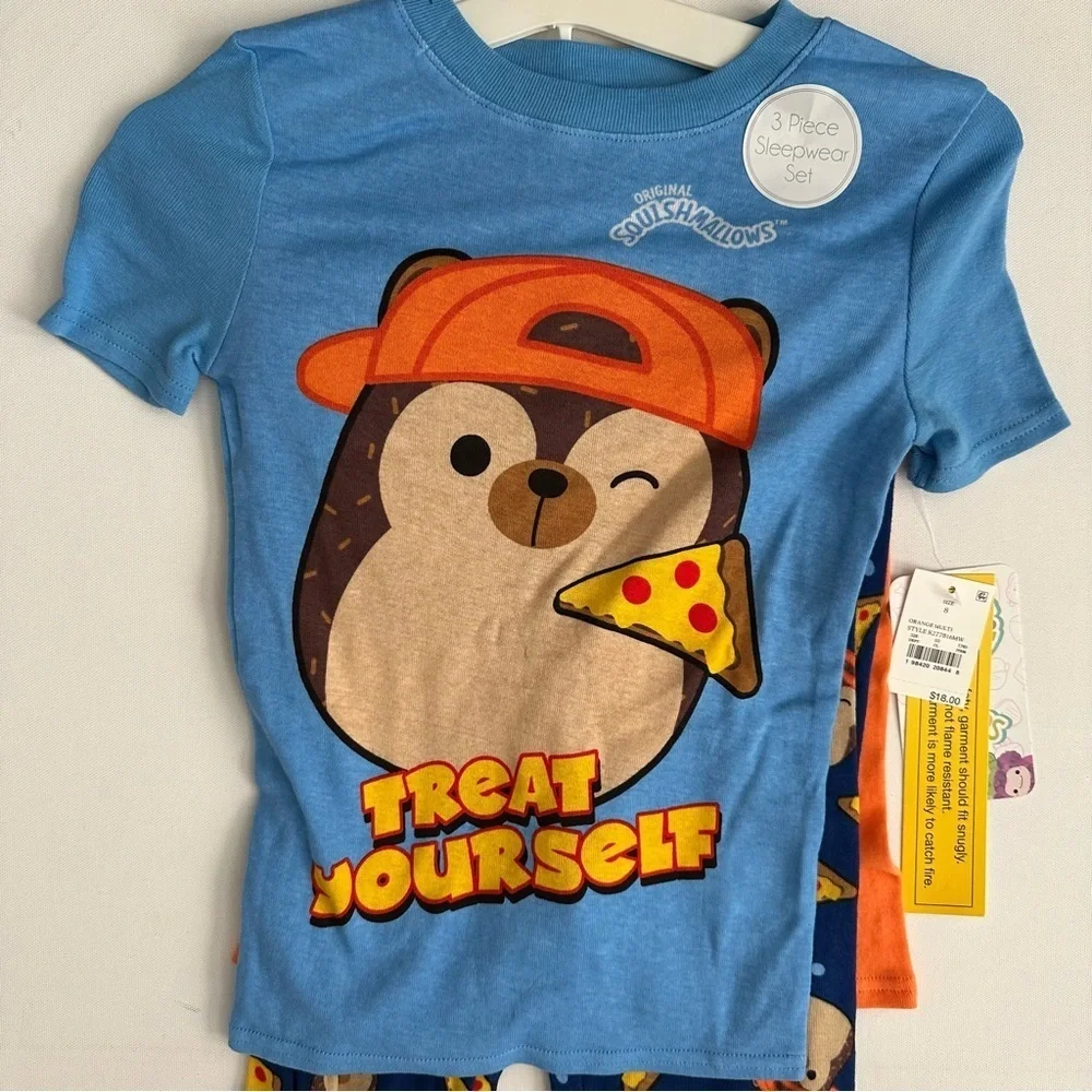 Squishmallows 3-Piece Pajama Set Size 8 Boys